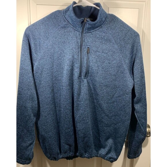 Eddie Bauer XXL 1/4 Zip Cinched Waist Fleece Pull-over Jacket Heathered Blue - Picture 1 of 12